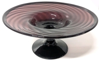 Lovely Hand Blown Amethyst Glass Pedestal Cake / Fruit Stand | 11" Diameter x 5" Tall
