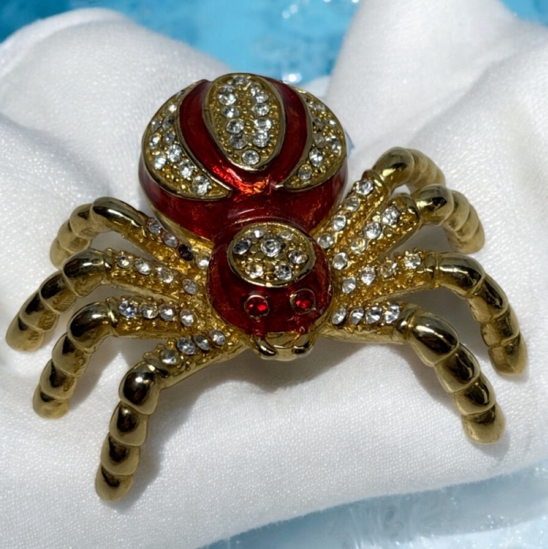 Spider Swarovski Crystal and Enamel Trinket Box