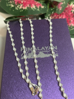 925 Sterling Silver Italy Diamond Cut 22 Inch Spiralling Sparkle Chain Stamped
