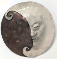 Fantastic Signed Raku Fired Man in the Moon Wall Hanging | 10.5" Diameter