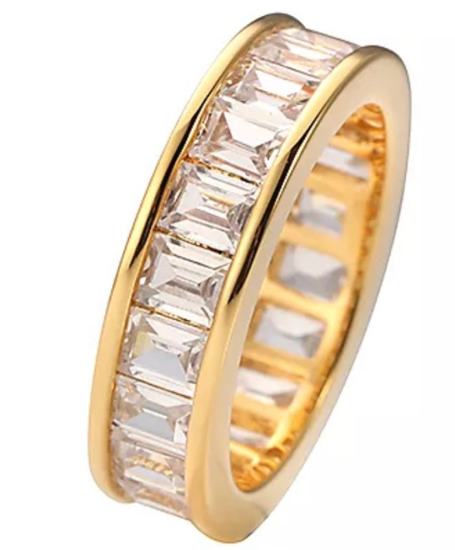 Elizabeth Taylor Eternity Ring Zirconia 4.20Ct Baguettes Channel Setting Size 6