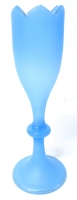 1930's Powder Blue Opaline Glass Vase with Gold Gold Details | 10.5" Tall