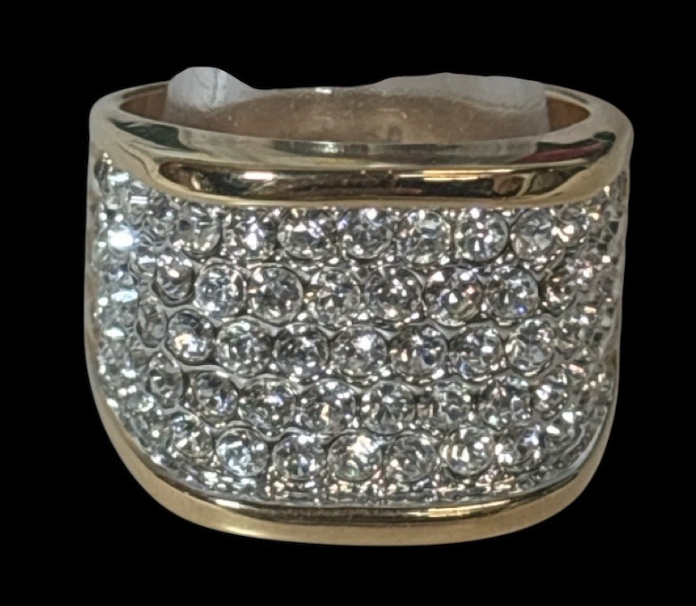 18K GE Gold RSC Statement Wide CZ Filled Ring Size 9