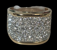 18K GE Gold RSC Statement Wide CZ Filled Ring Size 9