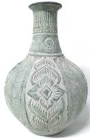 Large Decorative Terracotta Vase w Faux Verdigris | 13.25" Tall
