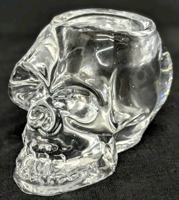 Fantastic Thick Glass Gothic Skull Votive Candle Holder w Scented Candle | 3.5" Tall, 1.8" Candle Holder Diameter