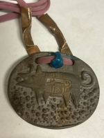 Fantastic Earthenware Pregnant Totemic Spirit Pregnant Animal Unique Pendant 2 x 2.5 Pinched Coppet findings 32 Inch