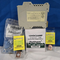 5 Pcs | Assorted Electrical Lot | Includes ( 2 ) Blue Sea 250A AMG Or Mega Fuses, Northern 12V DC 2 Amp Regulated Power Supply & More!