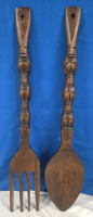 Large Wooden Spoon & Fork Hanging Wall Decor Measuring 27.5" Tall