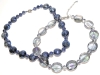 2 Gorgeous Substantial Knotted Faceted Crystaline Glass Prism Necklaces in AB Wash & Blue | Up to 20" Long - 2