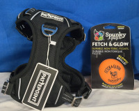 2 Pcs New | Pattepoint Size: Small Dog Harness & Spunky Pup Durable Non-Toxic Dog Toy Ball/ Glows In the Dark & Floats