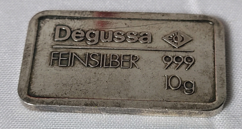 Degussa Fine Silver 10 Gram Bar