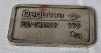 Degussa Fine Silver 10 Gram Bar
