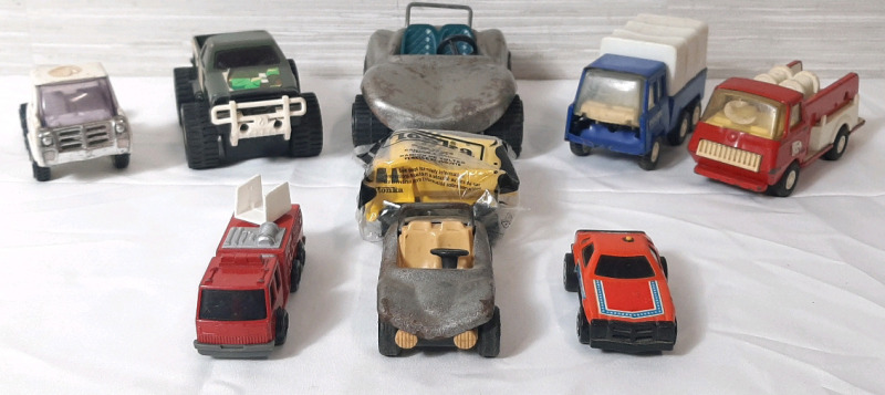 Lot of Assorted Tonka Toy Vehicles of Varying Sizes, Largest 7" Long and 4" Wide, Smallest 3½" Long and 1½" Wide