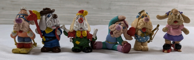 1986 Lot Of 6 Wrinkle Dogs