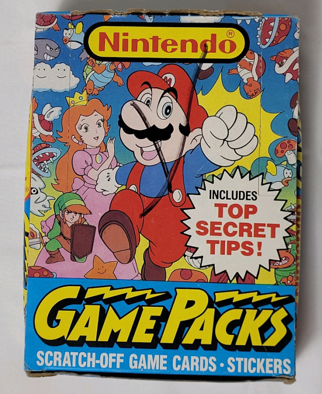 RARE 1989 Topps Nintendo Game Packs Scratch-Off Game Cards & Stickers , Open Box X-Out , Complete . 48 Sealed Packs , 5 Cards Per Pack .