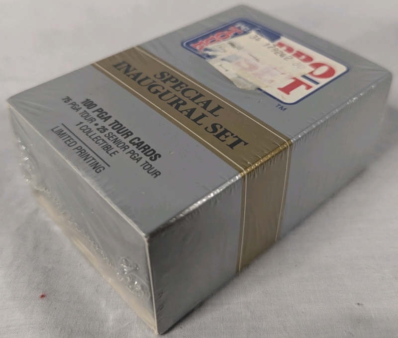 Sealed 1990 PGA Tour Pro Set Collectible Cards. Special Inaugural Set. Limited Printing. 100 Cards Total. Sticker Stuck to Wrapper.