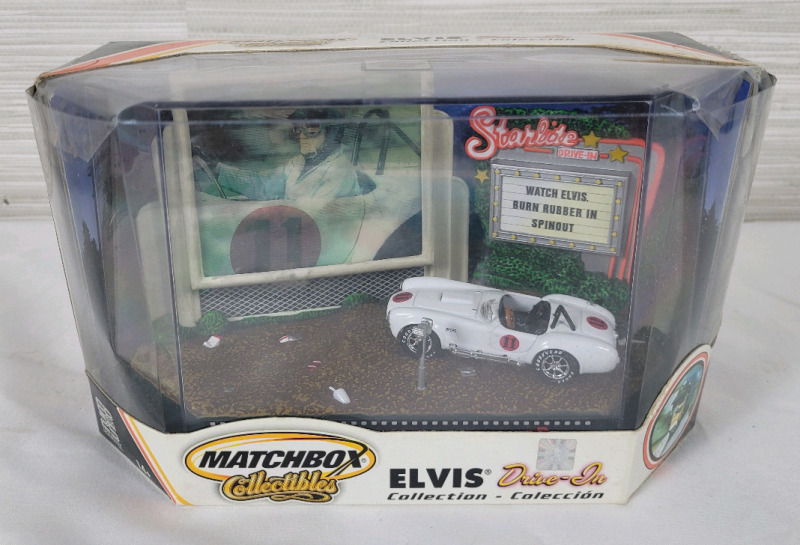 Matchbox Elvis Presley Drive-In Collection SPINOUT 1966 Shelby Cobra 427 S/C Diecast Car & Hologram Drive-In Screen