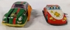 Tin Toy Lot. Hongkong Race Rally Car Beetle Super Car (4" Long) & Wind Up Fire Chief Car (3" Long) - 2