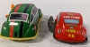 Tin Toy Lot. Hongkong Race Rally Car Beetle Super Car (4" Long) & Wind Up Fire Chief Car (3" Long) - 4