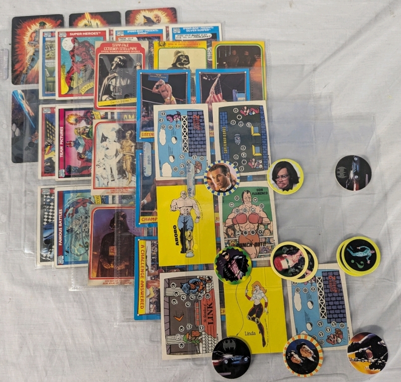 45 Pop Culture Collectible Cards + 11 Pogs Marvel, Starwars, Nintendo & More. 1980-1995