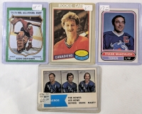 1972-80 Lot Of Single NHL Hockey Trading Cards 1972-73 Ken Dryden All-Star Card, 1974-75 The Howes Trading Card, 1976 Frank Mahovlich Card, 1980 Rod Langway Rookie Card