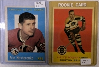 Lot Of 2 NHL Hockey Trading Cards 1957-58 Larry Regan Boston Bruins Card & 1959-60 Eric P. Nesterenko Chicago Blackhawks