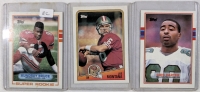 1988-89 Lot Of 3 NFL Football Trading Cards 1988 Joe Montana San Francisco 49ers Card, 1989 Aundray Bruce Atlanta Falcons Card & 1989 Cris Carter Philadelphia Eagles Card