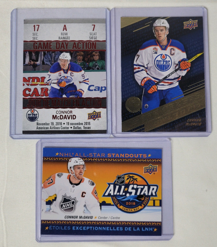 2018 UD Tim Hortons CONNOR McDAVID Trading Cards , Three (3) Cards