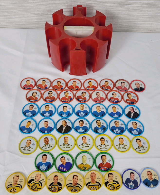 1962 Shirriff NHL Hockey Coins - 40 Coins , 1963 Salada Foods Hockey Coins - 8 Coins & 1960s JELLO Coin Holder