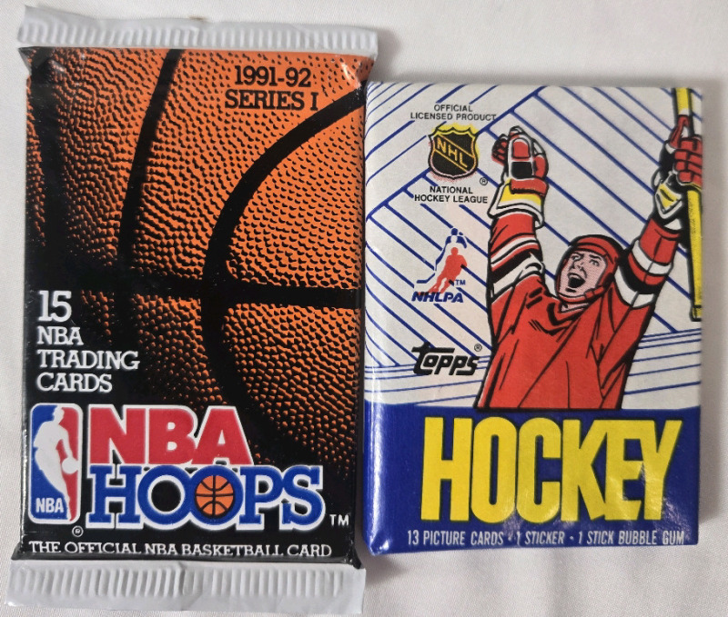 1990 | Topps NHL Trading Cards ( 13 ) Sealed Pack & | 1991-1992 NBA Hoops Series 1 Trading Cards ( 15 ) Sealed Pack