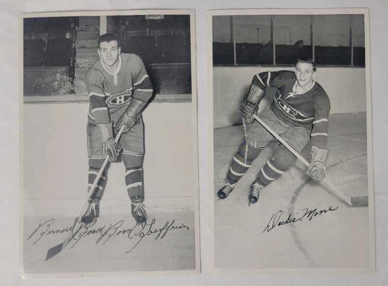 Montreal Canadians Bernard "Boom Boom" Geoffrion & Dickie Moore Facsimile Signature Photo Prints . Measures 5 1/4"&times;7 3/4"