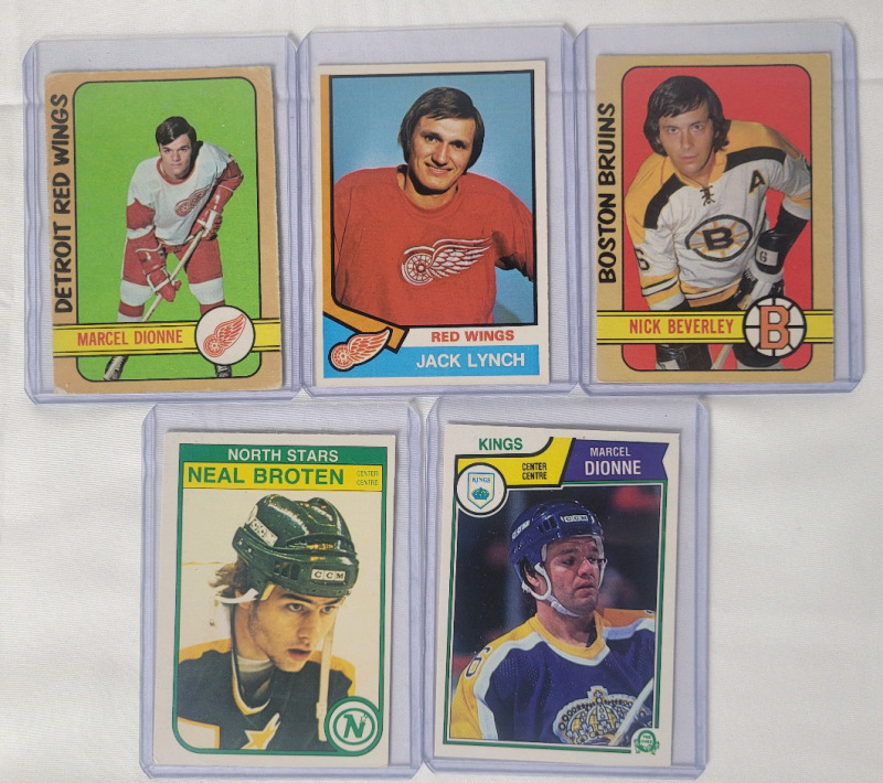 1972 - 1983 O Pee Chee NHL Hockey Trading Card Singles , Five (5) Trading Cards