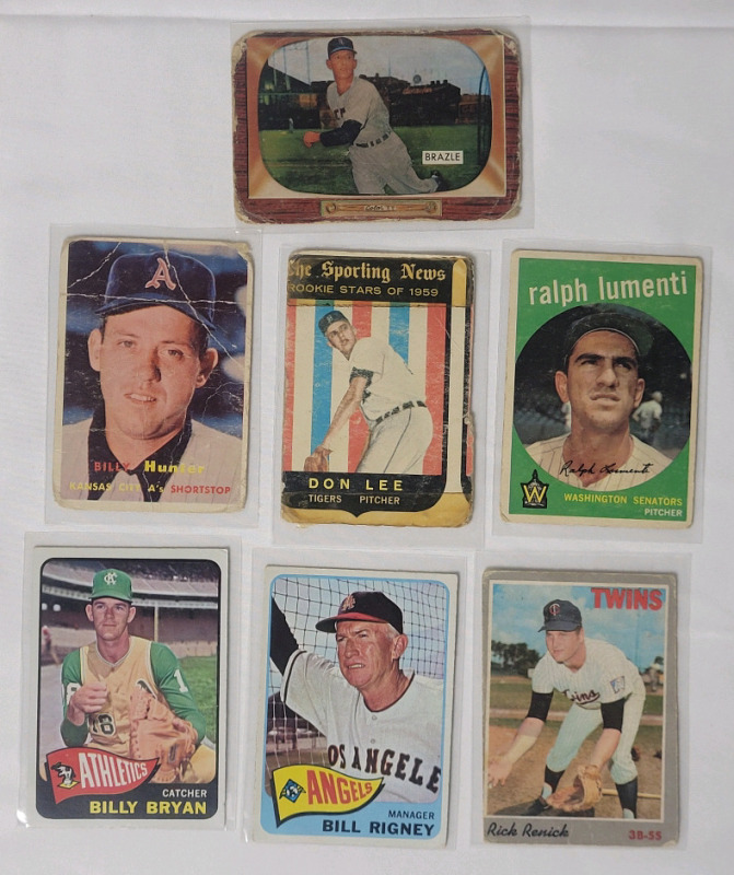1950s & 1960s MLB Baseball Trading Cards , Seven (7) Cards