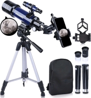 New USCAMEL Refractor Telescope Kit, 70mm Arpeture, 400mm AZ Mount, All Pieces Included & Comes with Backpack, Phone Adapter & Instruction Manual