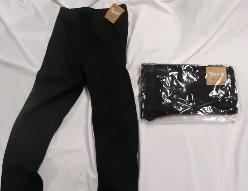 2 New Pairs of Women's XS Black Fleece Leggings