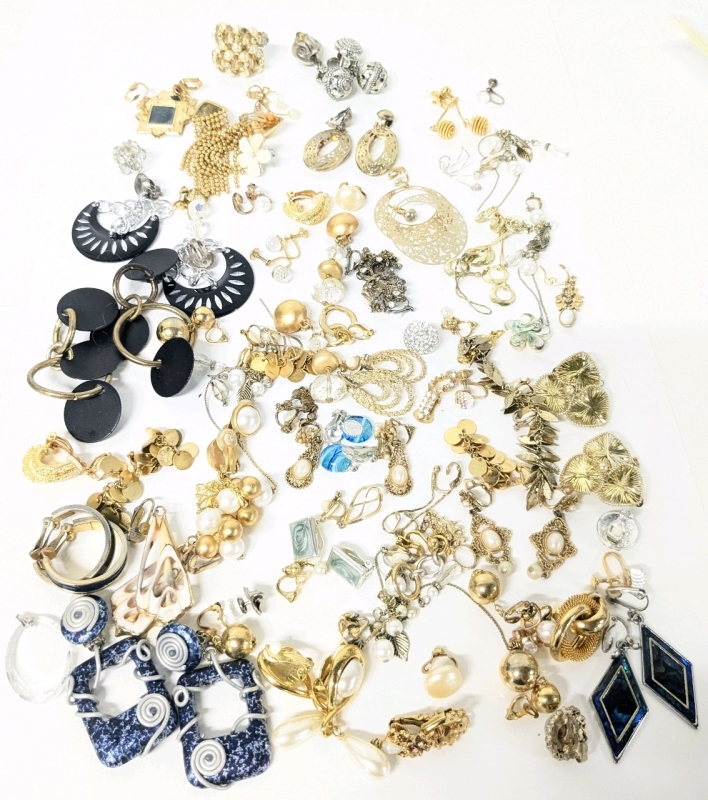 Large Lot Vintage to Modern Earrings | incl Shell, Opal + | Mostly Clip-ons, Some Pierced