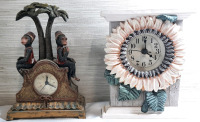 2 Functional Ceramic Clocks (9" Tall and 6" Long, 8½" Tall and 6½" Long