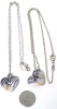 Darling Pair of Twin Shell Heart Necklaces on 925 Sterling Silver & Silver Tone Chains | 17" - 20" Long - 2