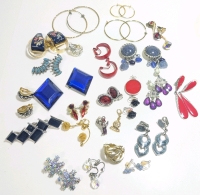 20+ Pairs Vintage to Modern Earrings incl Enamel , AB Rhinestones + Pin & RHS Sweets Charm | Mostly Clip-Ons + Pierced Ears