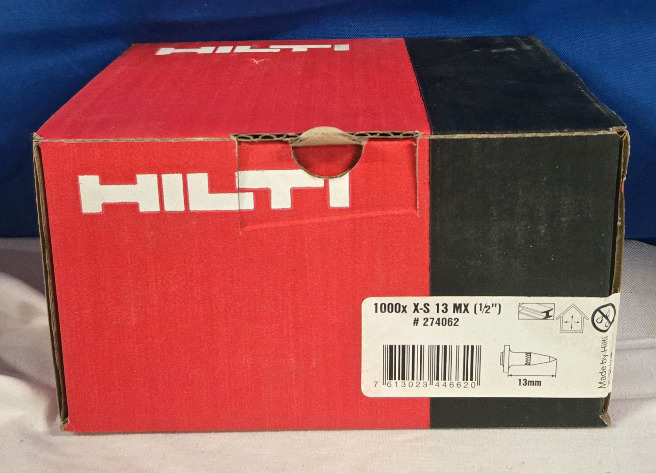 800+ Pcs Hilti X-S 13 MX ( ½" ) Collated Standard Steel Fastener For Powder-Actuated Tools Model# 274062 * Retails For $600+ *