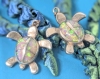 Adorable Twin 925 Sterling Silver + Opal Sea Turtle Charms | 0.75" Long ea