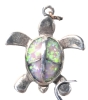 Adorable Twin 925 Sterling Silver + Opal Sea Turtle Charms | 0.75" Long ea - 2