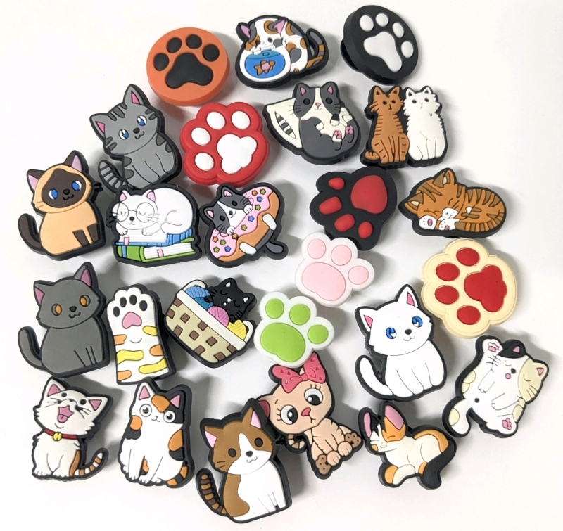 25 New Assorted CATS CATS CATS Croc Charms | Most Around 1" Tall