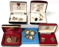 Men's Jewelry: 6 Pairs Cufflinks (incl Genuine Bloodstone), Ship Cameo, Royal Canadian Mint +