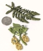 Dangly Gold Tone Enamel Dangly Hops Beer Brooch & Classy Fern Frond Brooch | Up to 2.4" Long - 5