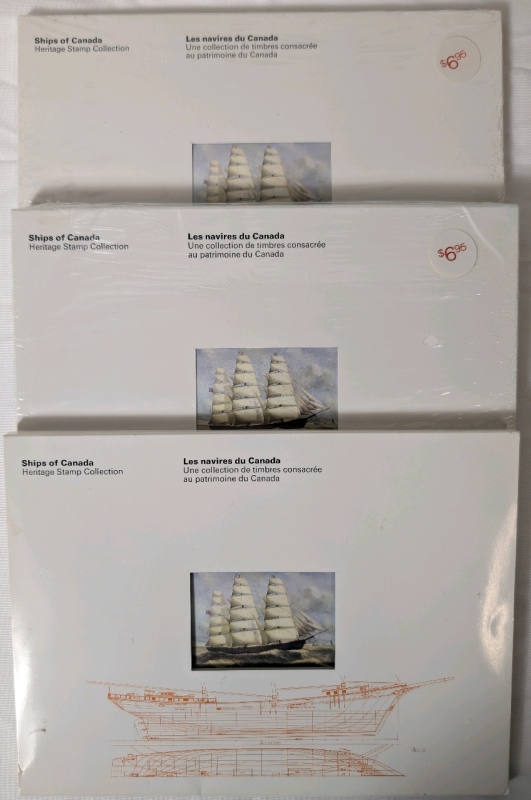 1978 Lot Of 3 Ships Of Canada Heritage Stamp Collection *2 Sealed*