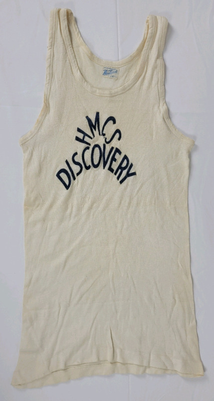 Vintage H.M.C.S. Discovery Royal Canadian Navy Reserve Undershirt , Size Small