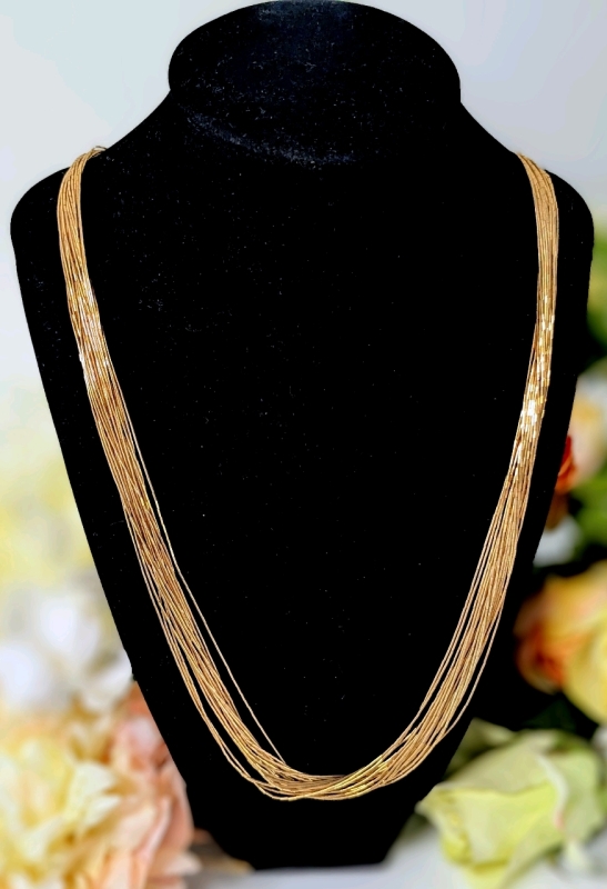 Absolutely Gorgeous Gold-Filled GF Liquid Gold Fern Makers Mark Multi-Strand Necklace | 23" Long