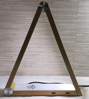 Adjustable Triangle Desk Lamp with Two USB Ports, A Wireless Charging Dock and Two Adjustable Light Modes (12" Tall and 10&frac12;" Long Collapsed, 13&frac12;" Long Extended)